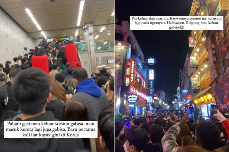 Video Cewek Indonesia Terjebak di Itaewon saat Pesta Halloween: Sesak Banget!