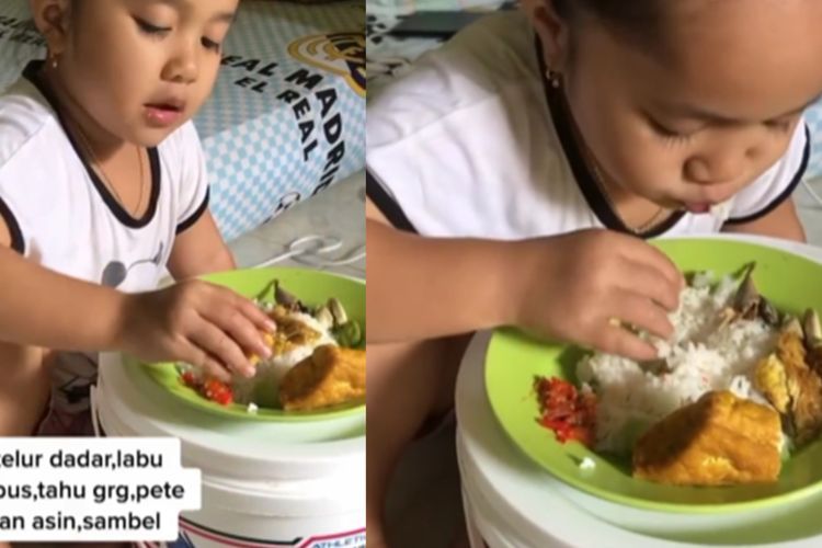 Lucu! Cara Makan Bocah Ini Mirip Orang Dewasa, Netizen Tebak Gedenya Jadi Food Vlogger