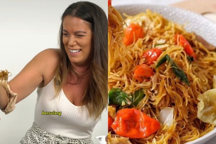 Reaksi Bule Nyobain Makan Bihun Goreng, Sepiring Ludes dan Sebut Lebih Enak dari Mie Biasa