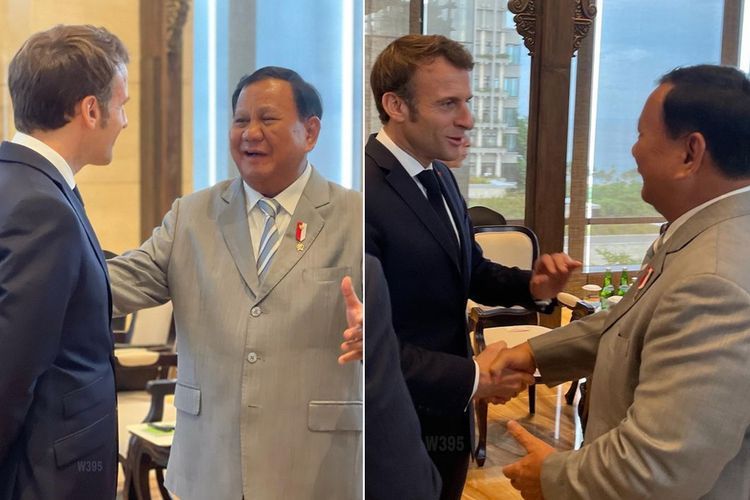 Keakraban Menhan Prabowo dengan Presiden Prancis Emmanuel Macron di KTT G20