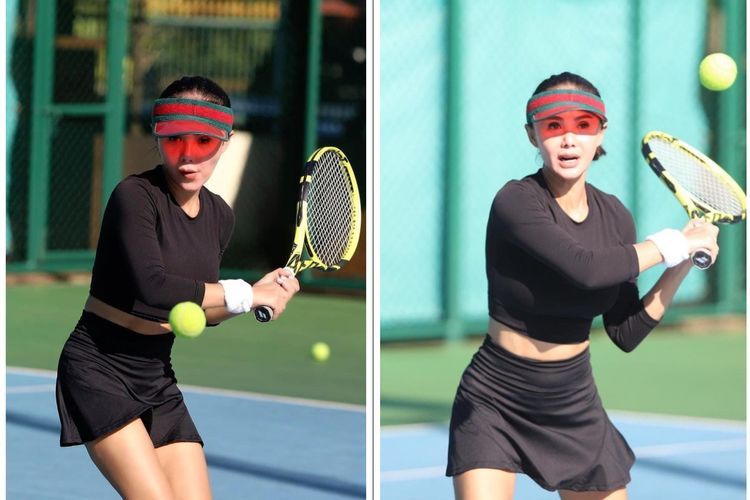 Potret Seksi Yuni Shara Main Tennis Pakai Baju dan Rok Serba Hitam, Disebut Bak Anak Gadis