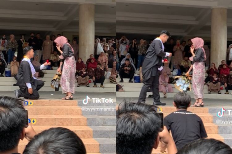 Viral, Momen Anak Teknik Lamar Kekasih Usai Wisuda, Sukses Bikin Baper Orang Sekampus