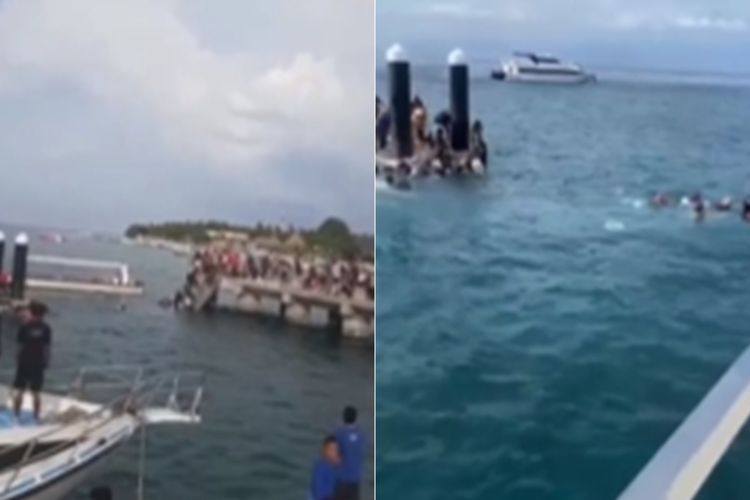 Detik-Detik Jembatan di Nusa Penida Bali Ambruk, Puluhan Wisman Jatuh ke Laut