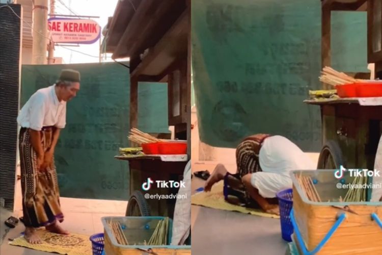 Salut, Pedagang Sate Ini Tetap Jalankan Shalat saat Dagangan Tak Ada Pembeli