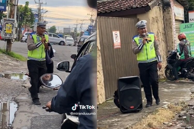 Cara Unik Polisi Dinas Tertibkan Lalu Lintas Sambil Nyanyi, Sangat Mengayomi Masyarakat