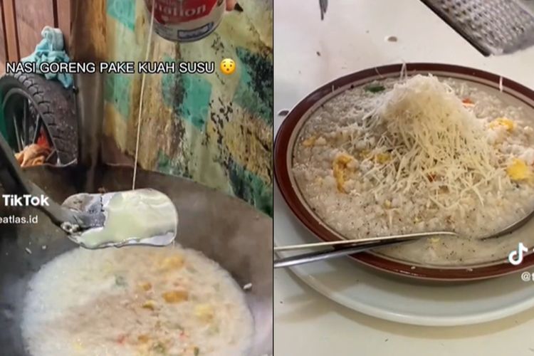 Viral Jualan Nasi Goreng Kuah Susu Topping Keju, Netizen: Sereal Kearifan Lokal
