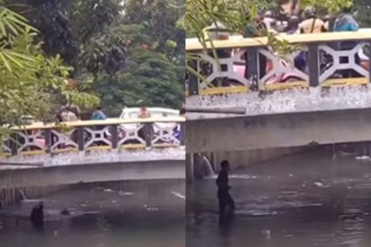 Usai Kepergok Mencuri di Rumah Warga, Pria Ini Nekat Terjun Ke Kali Bak Tikus Kecebur Got!