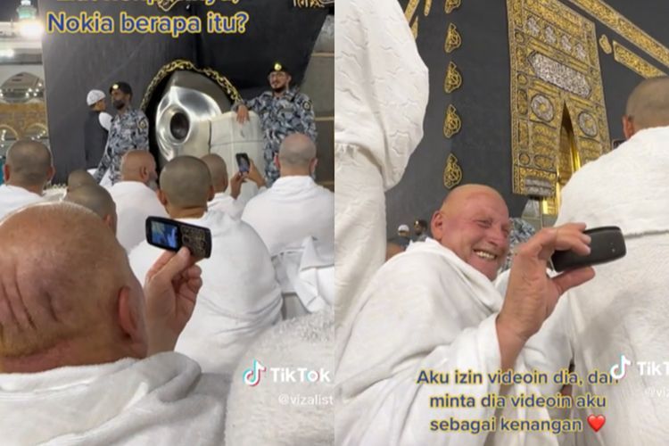 Viral, Jamaah Rekam Momen Depan Kabah dengan HP Jadul, Ekspresi Bahagianya Bikin Terenyuh