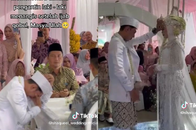 Momen Pengantin Pria Nangis Sejadi-jadinya Usai Ijab Kabul, Terharu Nikahi Gadis Impian