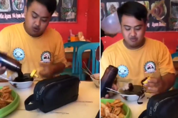 Niat Ngeracik, Mangkok Bakso Pria Ini Malah Ketumpahan Kecap Manis Setengah Botol
