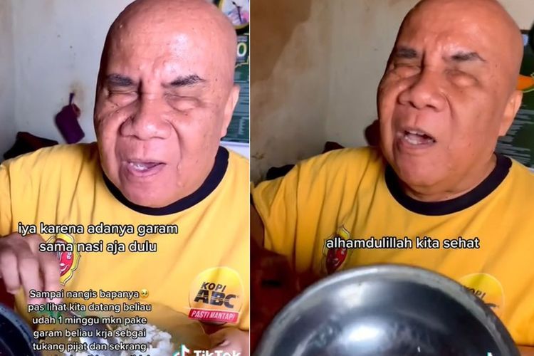 Nyesek! Bapak Tunanetra Ini Makan Nasi Cuma Pake Garam karena Enggak Punya Uang