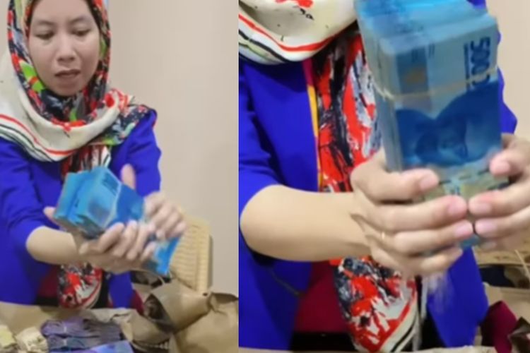 Viral Video Wanita Peras Uang Panai Ratusan Juta yang Basah Akibat Banjir, Netizen Ngiler