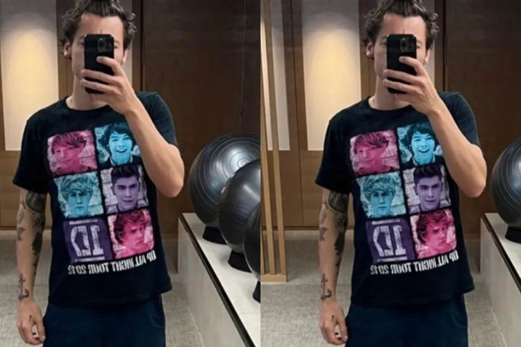 Harry Styles Selfie Pakai Kaos One Direction, Belum Ada Semenit Langsung Didelete