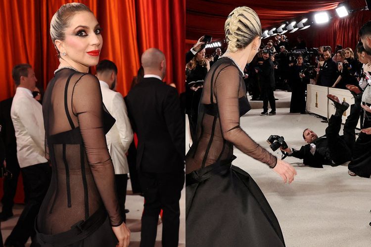 Momen Lady Gaga Refleks Lari Bantu Fotografer yang Jatuh di Red Carpet Oscar, Tuai Pujian