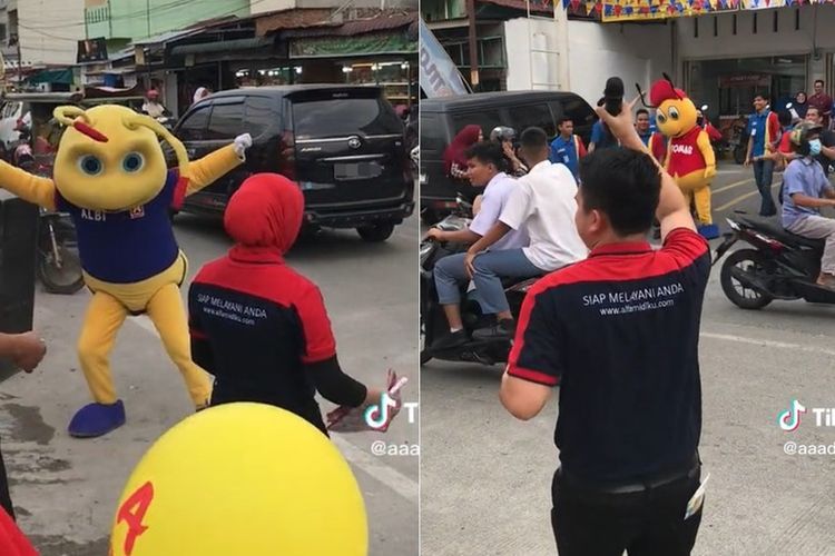 Momen Kocak Maskot 2 Minimarket di Medan Battle Joget, Sama-sama Gak Mau Kalah Heboh