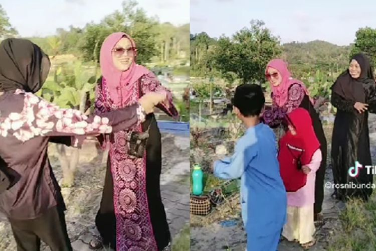 Bikin Tepuk Jidat! Emak dan Anak Asyik Joget TikTok di Kuburan, Warganet Geram
