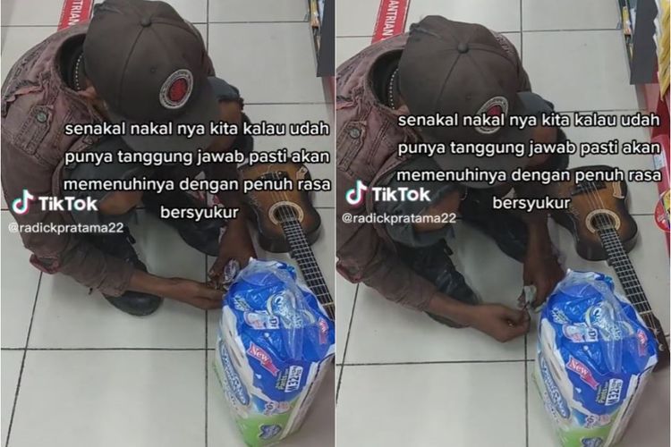 Viral Video Haru Pengamen Hitung Uang Receh di Minimarket Buat Beli Popok Anak