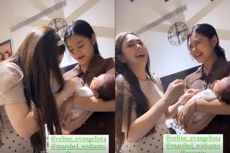 Momen Akrab Celine Evangelista dan Istri Marshel Widianto, Bantu Gunting Kuku Anak  