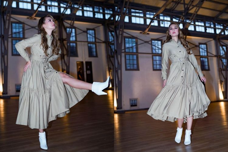 Pesona Luna Maya Dibalut Midi Dress Dior dan Sepatu Boot, Cantik Anggun bak Noni Belanda