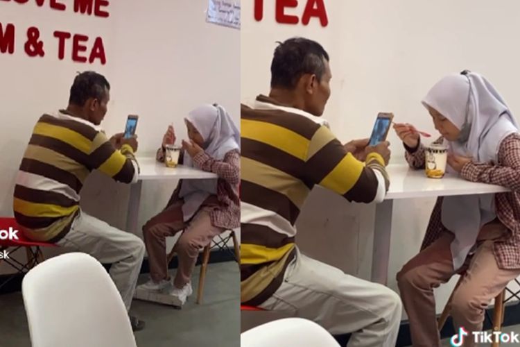 Momen Manis Ayah Temani Anak Perempuan Makan Es Krim Viral, Sukses Bikin Ngiri 