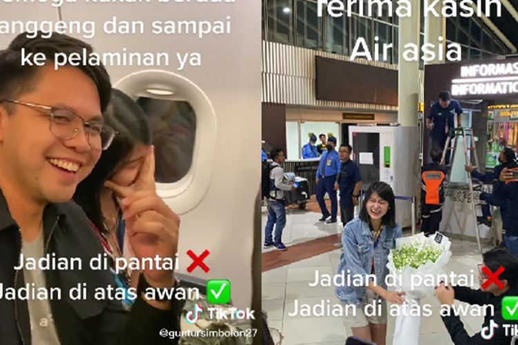 Viral Cowok Nembak Gebetan di Pesawat, Momen Jadian Diucapin Pramugari dan Semua Penumpang