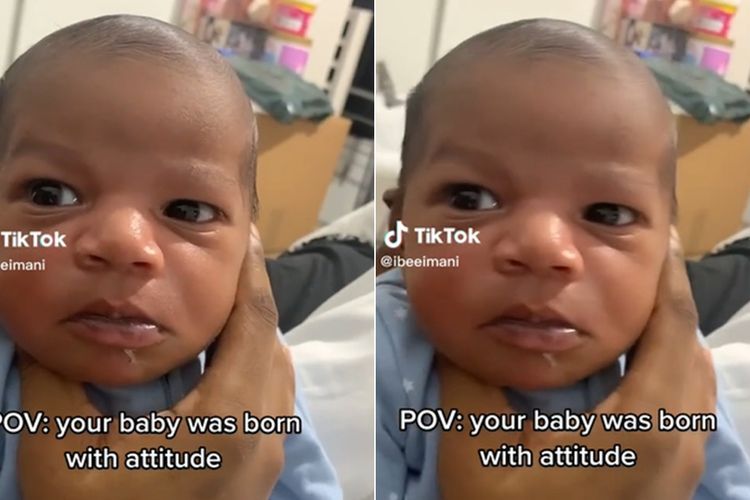 Viral Bayi Baru Lahir Tatap Sinis Orang Tuanya, Netizen: Mirip Mbappe