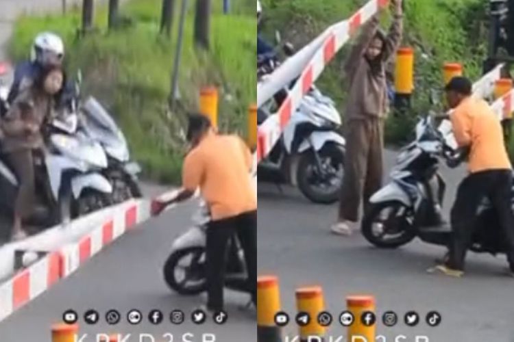 Salut! Seorang Remaja Wanita Angkat Palang Perlintasan Kereta untuk Bantu Pengendara Motor