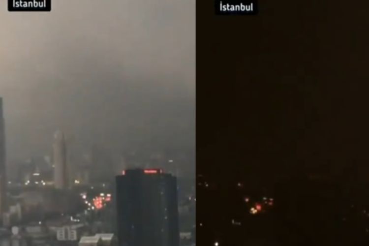 Aneh! Kota Istanbul 5 Menit Gelap Gulita Ditutupi Awan Hitam Raksasa, Fenomena Apa?