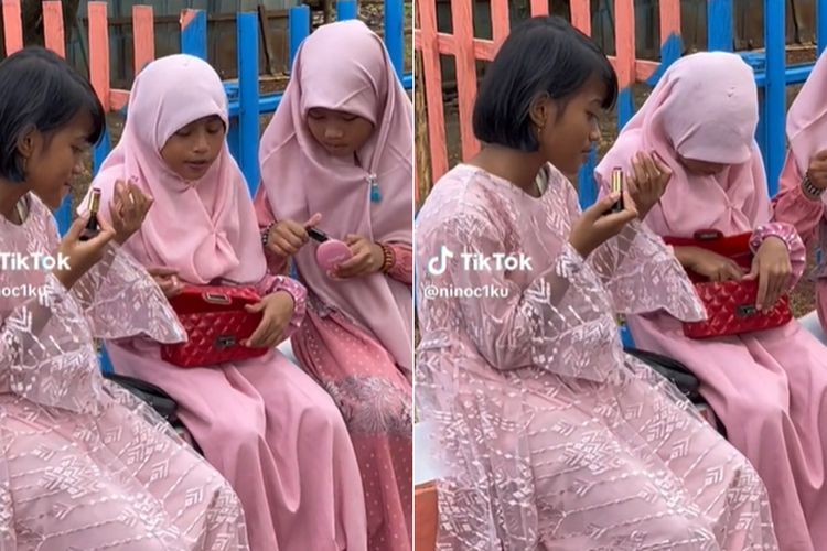 Centil! Ingin Tampil Cantik saat Lebaran, 3 Bocil Ini Terciduk Pakai Lipstik