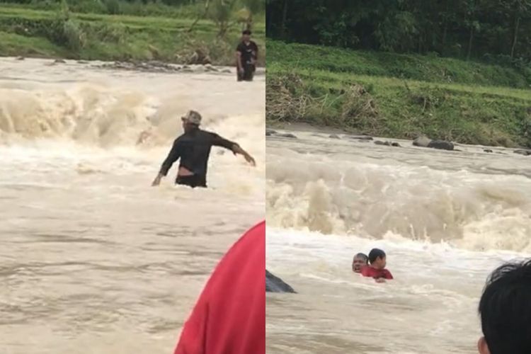 Viral! Aksi Seorang Pria Selamatkan Bocah yang Hampir Hanyut di Sungai 