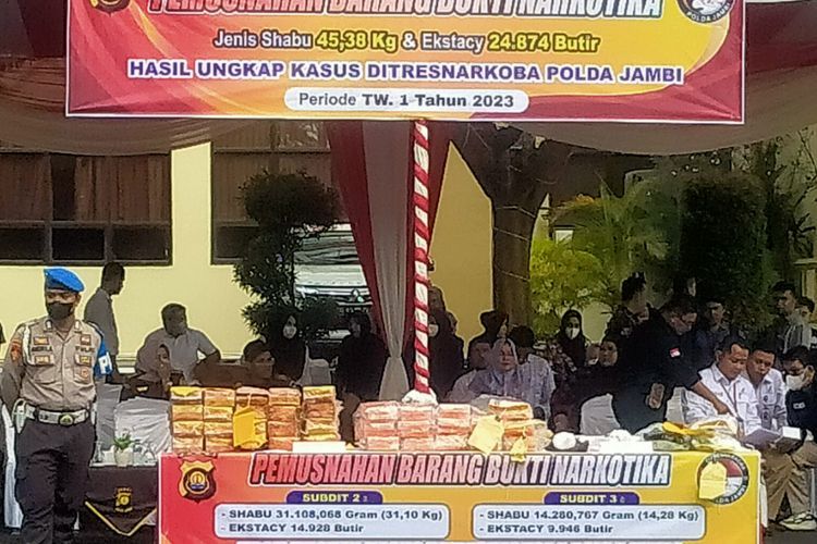 Polda Jambi Musnahkan Barang Bukti Narkoba Senilai Puluhan Miliar Rupiah