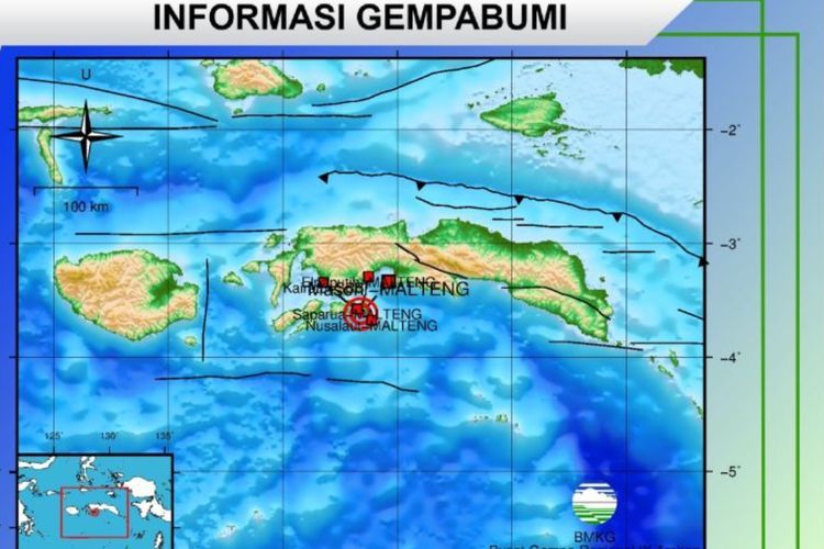 Gempa Magnitudo 5,3 Guncang Saparua Maluku Tengah