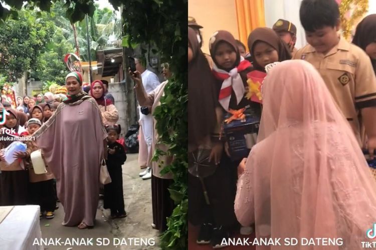 Momen Lucu Segerombolan Anak SD Datangi Pernikahan Gurunya: Gemes Banget!