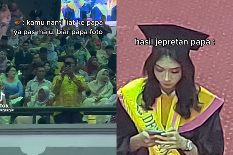 Bikin Iri! Momen Seorang Ayah Foto Anak Perempuannya Saat Wisuda dengan Ponsel