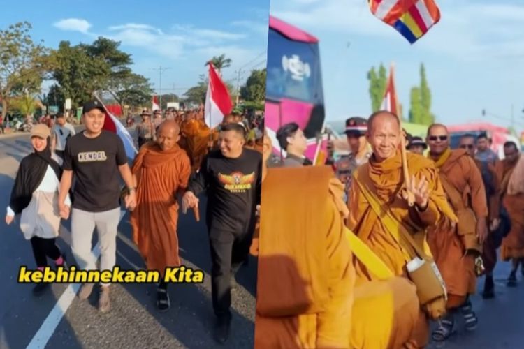 Bupati Kendal Dico Ganinduto Sambut Rombongan Biksu Thudong yang akan ke Borobudur