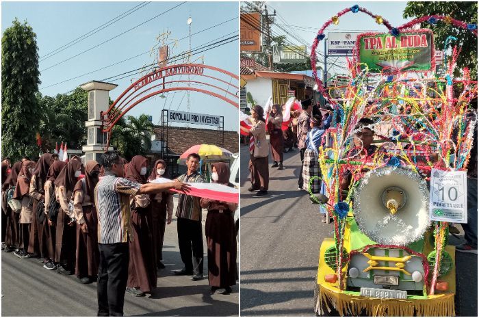 Meriahnya Perayaan Tahun Baru Islam di Boyolali, Ratusan Santri dan Siswa Bentangkan Bendera Seribu Meter