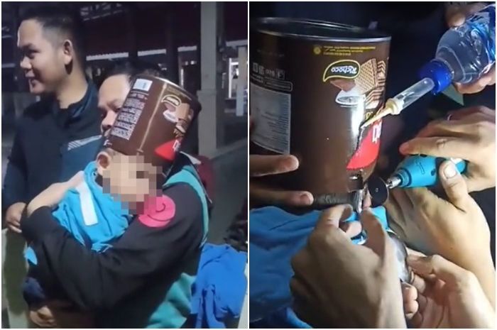 Kasian tapi Bikin Heran! Kepala Bocah Ini Nyangkut di Kaleng Roti, Momen Pelepasan Berlangsung Dramatis