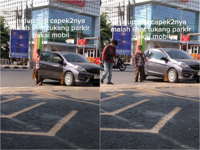 Viral Tukang Parkir Turun dari Mobil, Bikin Netizen Heboh