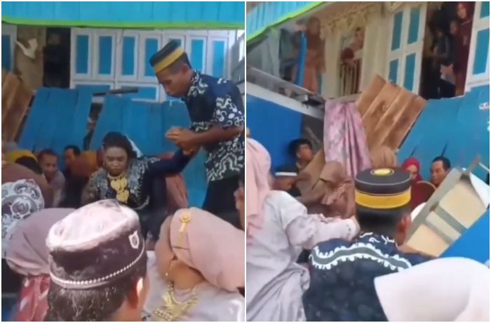 Viral Teras Rumah Pengantin di Pangkep Sulsel Ambruk, Rombongan Tamu dan Mempelai Nyungsep!