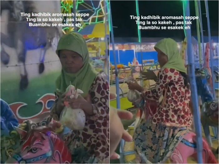 Viral Seorang Nenek Nikmati Wahana Permainan di Pasar Malam, Nostalgia Masa Kecil