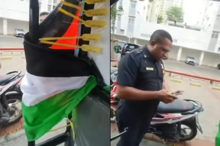Viral Satpam Apartemen Bekasi Cekcok Mulut dengan Pengendara Motor karena Pasang Bendera Palestina