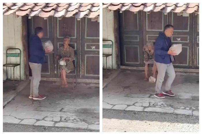 Nyesek! Seorang Nenek Kena Prank Dapat Bansos: Dikasih Dus Besar Buat Foto, Endingnya Cuma Terima Keresek Kecil