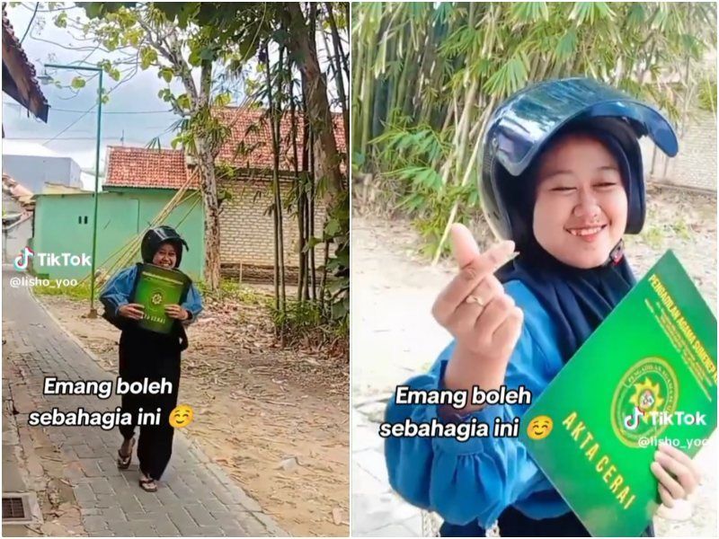 Terima Akta Cerai, Wanita di Sumenep Ini Berlari Kegirangan dan Tertawa Lepas hingga Viral