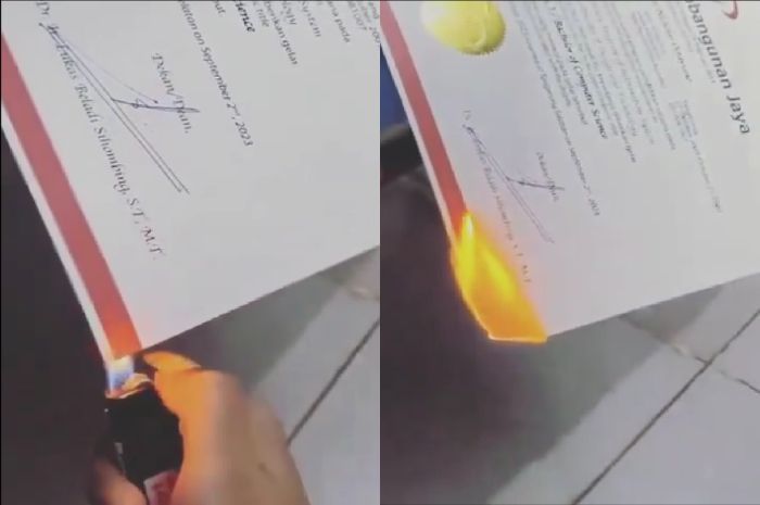 Cewek Ini Bakar Ijazah Sarjana Asli Cowoknya karena Murka Helm Tak Dikembalikan