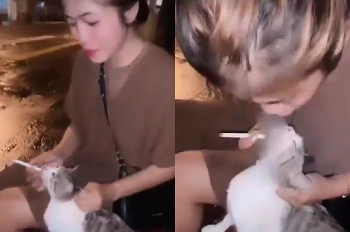 Bikin Geram! Wanita Ini Siksa dan Paksa Kucing Hisap Putung Rokok, Netizen: Udah Salah Gak Ngaku Salah