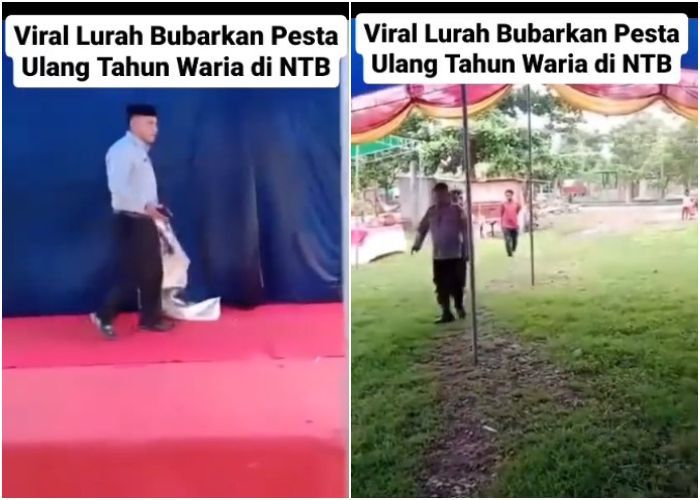 Viral Aksi Lurah Manggemaci NTB Bubarkan Pesta Ulang Tahun Waria, Copot Spanduk di Panggung