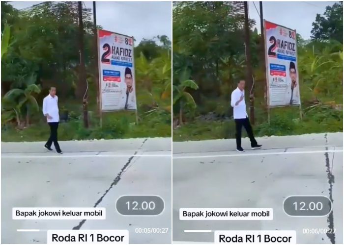 Viral Momen Presiden Jokowi Santuy Jalan di Grobogan karena Ban Mobil Dinas Bocor, Ramah Sapa Warga