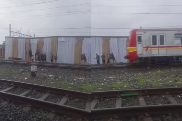 Bikin Heboh! Pesta Pernikahan Warga Tanjung Priok Ini Berlangsung di Tengah-tengah Rel Kereta Api
