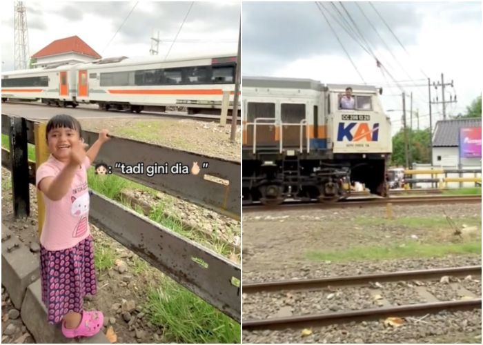 Viral Momen Haru Gadis Kecil Sapa Ayahnya yang Seorang Masinis, Antusias Tunggu di Dekat Perlintasan