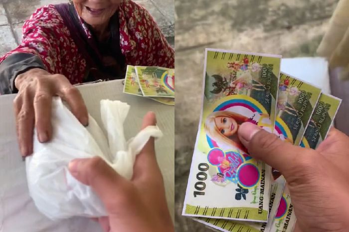 Momen Lucu Pedagang Dibayar Pakai Uang Barbie agar Nenek Bisa Makan